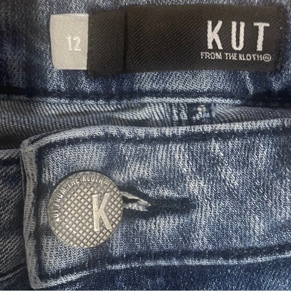 KUT FROM THE KLOTH Straight Leg Distressed Raw Hem Ankle Jeans Womens Size 12 - Picture 3 of 6